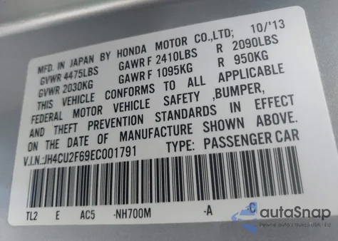 2014 Acura Tsx 2.4 z USA, uszkodzony, nr VIN JH4CU2F69EC001791